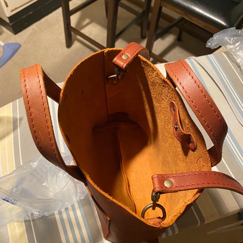 Portland Leather Goods mini tote crossbody.